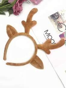 2 件装圣诞节装饰头带可爱毛绒鹿角鹿发带发饰适用于派对狂欢节角色扮演驯鹿 - 彩色 - 查看 5