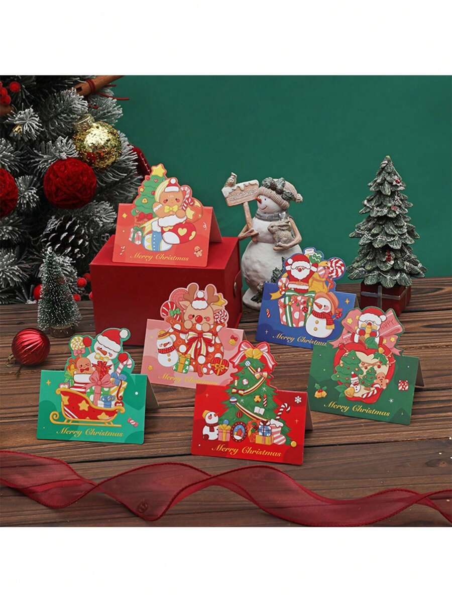6 Retro Christmas Card Head Gift Packaging Card Gift Card Gift Card Gift Card Flower Shop Baking Gift Card Blessing Card - Multicolor - View 1