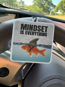 "Funny Twatwaffle Waffle & Mindset Is Everything Goldfish Shark Fin Car Air Freshener, Natural Plant Essential Oil Scent, 60-90 Days Long Lasting, No Alcohol, Heat Resistant, Odor Eliminator, Hanging Aromatherapy For Car, Sarcastic Meme & Bookmark" - Coffee + Vanilla + Amber (Reinforced) Scent - View 7