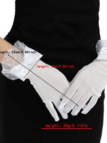 1 Pair Women's Vintage Mesh Bow Lace Decorated Evening Gloves - Multicolor - View 10