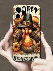 Ốp lưng điện thoại iPhone 16 Promax họa tiết gà tây sáng tạo cho ngày lễ tạ ơn, tương thích với iPhone 11/12/13/14 Plus, XR/7/8 Plus/15 PROAMX bảo vệ - màu đen - Xem 1