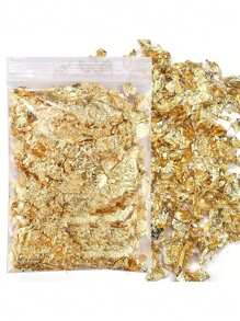 1 Pack Glow-In-The-Dark Golden & Silvery Foil Flakes For Nail Art, Resin Crafts, And Candle Making - Fragrance-Free, 0.07oz Pack