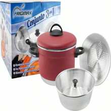 3-In-1 Bain-Marie Pudding Pot, Couscous Maker And Vegetables - Red - View 2