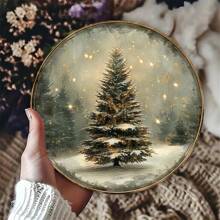 1pc, Nghệ thuật treo tường cây thông Noel lấp lánh mộc mạc, 20,32x20,32 cm, Trang trí tường ngày lễ cổ điển, Sử dụng trong nhà và ngoài trời, Biển thiếc cho gia đình, nhà hàng, quán cà phê, nhà để xe, Nghệ thuật treo tường lễ hội, Chất liệu nhôm - Nhiều màu - Xem 1