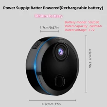 1pc Black Mini Camera, Remote Smart Monitoring, Human Motion Detection, Wireless Smart Camera, Home Security Surveillance Camera, TF Card Storage (Original Shipment Exclude TF Card), USB Quick Charge, Long Battery Life, Infrared Night Vision, Night Recording, Loop Recording Security Camera