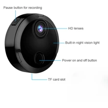 1pc Black Mini Camera, Remote Smart Monitoring, Human Motion Detection, Wireless Smart Camera, Home Security Surveillance Camera, TF Card Storage (Original Shipment Exclude TF Card), USB Quick Charge, Long Battery Life, Infrared Night Vision, Night Recording, Loop Recording Security Camera