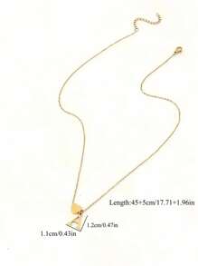 1pc Gold Ladies Elegant Heart Initial Pendant Necklace With Stainless Steel Chain Suitable For Casual Decoration The Perfect Gift For Mom Christmas Gift Valentines,Mom,Mother,Mother's Day,Gift