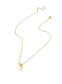 1pc Gold Ladies Elegant Heart Initial Pendant Necklace With Stainless Steel Chain Suitable For Casual Decoration The Perfect Gift For Mom Christmas Gift Valentines,Mom,Mother,Mother's Day,Gift