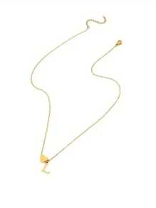1pc Gold Ladies Elegant Heart Initial Pendant Necklace With Stainless Steel Chain Suitable For Casual Decoration The Perfect Gift For Mom Christmas Gift Valentines,Mom,Mother,Mother's Day,Gift