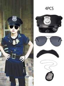 4pcs Children's Role-Playing Party Dance Dress Up Simulation Cosplay Props Police Hats Toys Uniforms
