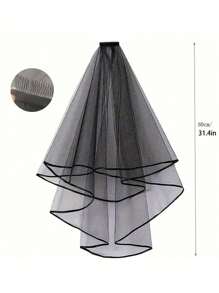 1 件优雅新娘婚纱面纱，齐臀长度的面纱带荷叶边饰边，“新娘”字母白色面纱，精致新娘薄纱头饰，婚礼仪式配件，摄影道具，适合新娘送礼会、婚礼、派对 - 多色 - 查看 5