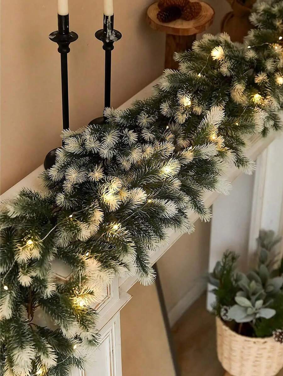 1 件圣诞人造植物花环藤蔓，家居装饰豪华假松藤挂饰客厅室内，场景装饰，节日装饰，房间装饰，家居装饰，办公室装饰，主题派对装饰，圣诞装饰，餐桌中心装饰 - 彩色 - 查看 1