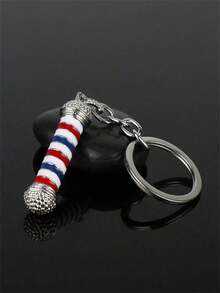 1 pieza Llavero de peluquero con herramienta con luz de encendido, llavero de aleación, regalo para salón de belleza, accesorio para llaves de coche, accesorio de bolso estilo grunge - Plateado - Ver 1