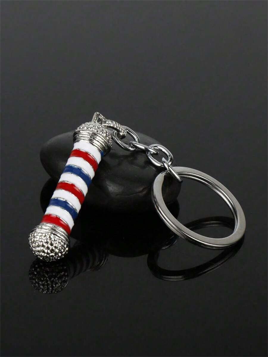 1 pieza Llavero de peluquero con herramienta con luz de encendido, llavero de aleación, regalo para salón de belleza, accesorio para llaves de coche, accesorio de bolso estilo grunge - Plateado - Ver 1