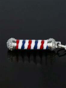 1 pieza Llavero de peluquero con herramienta con luz de encendido, llavero de aleación, regalo para salón de belleza, accesorio para llaves de coche, accesorio de bolso estilo grunge - Plateado - Ver 2