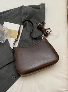 Burgundy Retro Shoulder Bag, Fashion Commuter Bag, Versatile Underarm Bag, Crossbody Bag