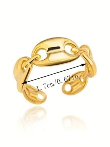 1 pieza Anillo ajustable en forma de nariz de cerdo de acero inoxidable para granos de café, talla 8, anillo de dedo creativo y de moda unisex
