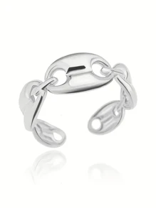 1 pieza Anillo ajustable en forma de nariz de cerdo de acero inoxidable para granos de café, talla 8, anillo de dedo creativo y de moda unisex