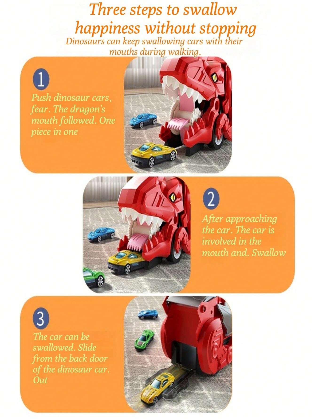 Dinosaur Eating Car Attacking T-Rex Eating Transformable Toy Puzzle