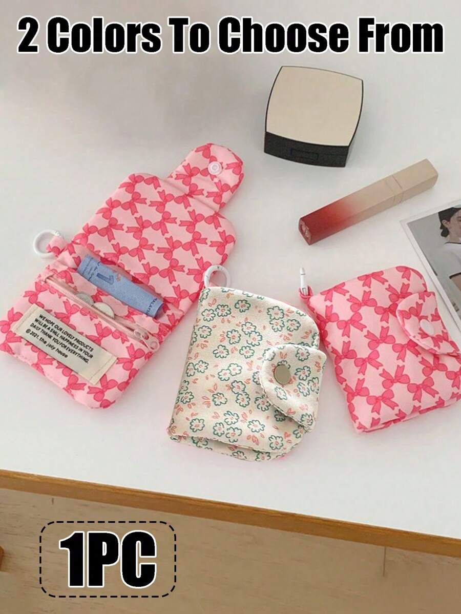 Ví hoa và thắt nút nhiều lớp, túi đựng đồ mini di động, túi đựng tai nghe, chặn RFID, quà tặng màu hồng cho phụ nữ - Nhiều màu - Xem 1