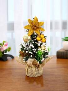 1Pc Artificial Mini Christmas Tree With Ornaments, Tabletop Small Pine Tree Christmas Decoration For Home, Office, Kitchen, Dining Table - Multicolor - View 11