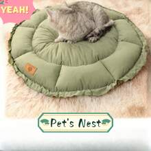 1 chiếc giường cho chó bằng vải nhung có dây rút thiết kế hình nụ hoa, thảm mềm mại và thoải mái cho mèo và chó, phù hợp với mọi mùa - Xám - Xem 3