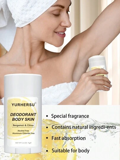 2.6oz Deodorant Stick, Body Balm, Sandalwood, Bergamot, Mandarin, 48h Long Lasting Fragrance, Removes Odor, Leaves Fresh Scent On Skin