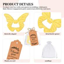 15 件/套蝴蝶开瓶器生日婚礼派对礼物，5 个开瓶器回礼品和纪念品，带 5 个纱袋 5 个感谢标签，适用于蝴蝶主题派对装饰用品 - 彩色 - 查看 6