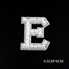 1 pièce 26 pièces autocollant en tissu avec alphabet de perles avec dos adhésif, livraison aléatoire, autocollant de décoration DIY avec perle, autocollant en tissu de lettre