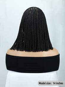 14英寸黑色混色波波辫蕾丝前假发，带婴儿发的合成编织蕾丝假发，女士款