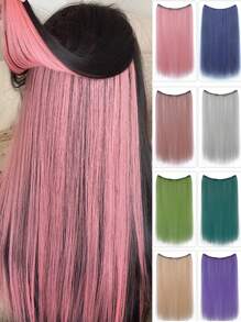 假发片一片式超轻蓬松黑色长直仿真发小片隐形无痕接发片女士日常佩戴派对 - 彩色 - 查看 3