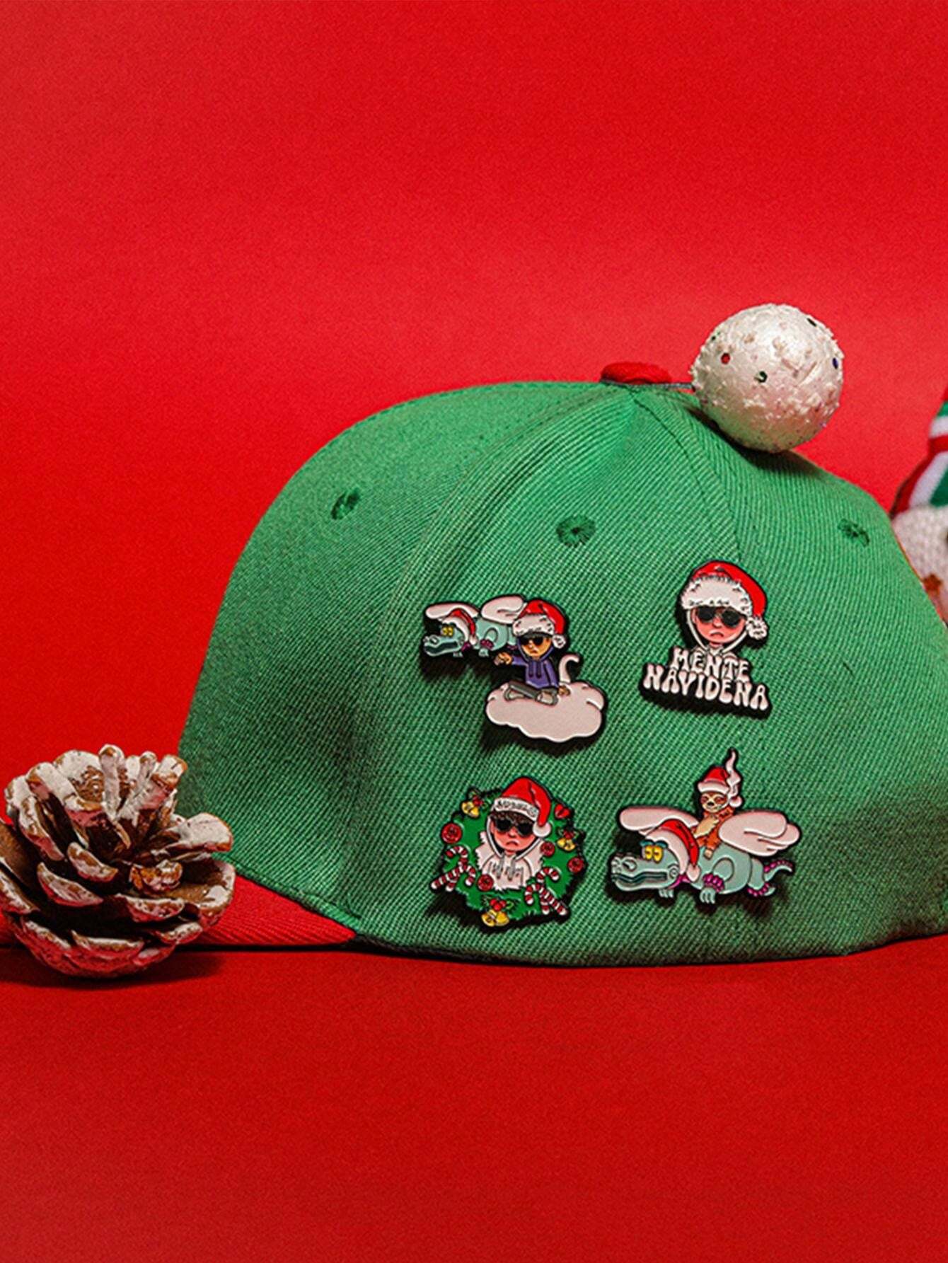 1pc Christmas Cartoon Hat Badge Creative Cute Decoration Brooch Perfect