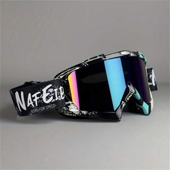 Gafas de motocicleta con lentes de PC unisex, gafas protectoras para deportes al aire libre, gafas a prueba de viento y polvo, para uso decorativo general: montura de policarbonato, sin dioptrías