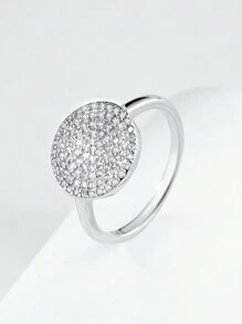 ESBERRY 1pc S925 Sterling Silver Luxury Cubic Zirconia Round Ring, Women's Ring, Suitable For Daily Wear, Also Can Be Used As Fine Jewelry