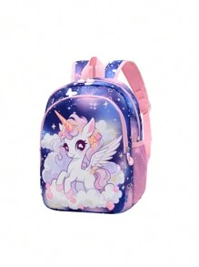 1pc 独角兽卡通印花背包幼儿园背包超轻男女生书包一年级书包可爱卡通独角兽图案，可调节肩带，马卡龙色，适合男孩女孩日常上学，上学必备物品 - 獨角獸雙肩包 - 查看 8