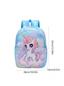 1pc 独角兽卡通印花背包幼儿园背包超轻男女生书包一年级书包可爱卡通独角兽图案，可调节肩带，马卡龙色，适合男孩女孩日常上学，上学必备物品 - 獨角獸雙肩包 - 查看 9