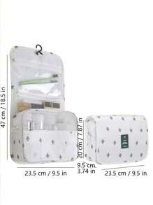 便携式化妆包，1个装，聚酰胺多功能折叠仙人掌图案洗漱包，旅行化妆包，护肤包，洗漱包，收纳袋，旅行必备，邮轮必备，宿舍必备，婚礼伴娘礼物，妈妈礼物，生日礼物，浴室客厅床边收纳整理包，珠宝收纳包，唇油收纳包，女士礼物，圣诞礼物，女士礼物创意，化妆包，旅行必备 - 白色 - 查看 4