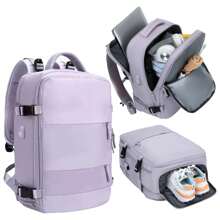 Travel Backpack For Airplane Cabin For Vueling, Ryanair | Waterproof And Spacious Hand Luggage With Shoes Compartment. Anti-Theft Multifunctional For Travel And Getaways.Backpack For Travel | Colorful Backpacks With Hand Grip For Travel | Multiple Pockets Army Assault Backpack 3 Day Bug Out Bag Hiking Backpack For Camping. - Màu tím hoa cà - Xem 1