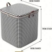 1 hộp đựng đồ vải kẻ caro dày 47,55 gallon cỡ lớn, thùng đựng quần áo và đồ giường gia dụng dung tích lớn, chống bụi và chống ẩm với khóa kéo đôi và tay cầm, giỏ đựng đồ khi di chuyển và du lịch - Đen và trắng - Xem 7