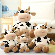 Juguete de peluche de vaca de dibujos animados de 11.8" - Relleno suave de PP, regalo de Navidad ideal - En blanco y negro - Ver 11