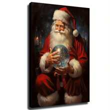 1 Unique Wooden Frame Painting Frame Cloth Poster, Vibrant Santa Claus Painting Frame Cloth Printed Poster-Colorful Wall Art, Art Paintings For Bathroom, Bedroom, Office, Living Room Decoration-Ideal Christmas Holiday Home Decorative Gift
