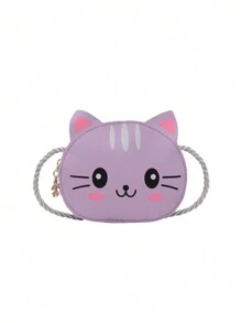 1pc Diagonal Shoulder Bag Cute And Simple Princess Children's Mini Bag Cat Print Wallet Baby Bag Shoulder Bag Pu Leather Handbag Children's Bag Suitable To Use In Winter, The Best Choice For Giving Christmas And New Year Gifts To Family And Friends