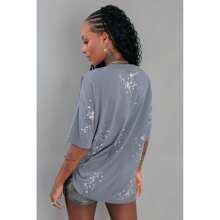 SERENDIPITY BLUE OVERSIZED T-SHIRT WITH SPLASHES - Màu xanh lam - Xem 10