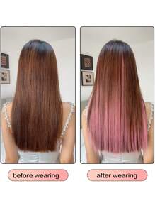 假发片一片式超轻蓬松黑色长直仿真发小片隐形无痕接发片女士日常佩戴派对 - 彩色 - 查看 9