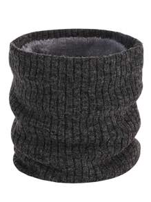 2 chiếc khăn quàng cổ vô cực cho cặp đôi, quần legging cổ bấm màu trơn đơn giản, nhung dày, ấm áp, che cổ, đi xe mùa thu đông, chống gió, khăn quàng cổ vô cực cho cặp đôi - Màu xám đen - Xem 3