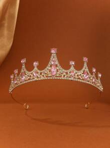 Vương miện pha lê cô dâu sang trọng phong cách Baroque Retro Vương miện công chúa Nữ hoàng Trang phục dạ hội Vương miện mạng che mặt bằng đá Rhinestone Phụ kiện tóc cưới - Nhiều màu - Xem 1