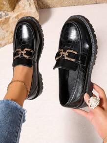 Giày lười nữ đế bằng, kiểu Anh, giày da nhỏ, màu đen, kiểu dáng cổ điển, giày lái xe moccasin. - màu đen - Xem 3