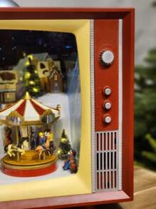 Musical Christmas Ornament TV Santa Claus Television Christmas Decoration Animated Vintage Television 15'' - 紅色 - 查看 9