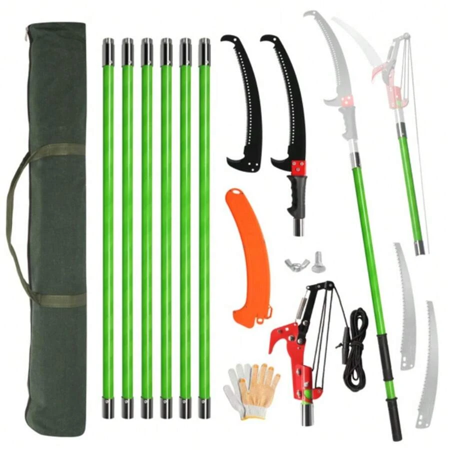 26ft Manual Pole Saw, Lightweight Tree Trimmers Long Handle Pruner Set