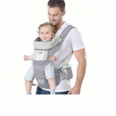 Baby Carrier, Baby Carrier Newborn To Toddler, 6-In-1 Baby Hip Carrier, Baby Hiking Backpack Carrier, Suitable For Newborns, Infants And Toddlers (Four Seasons Versatile)Gray